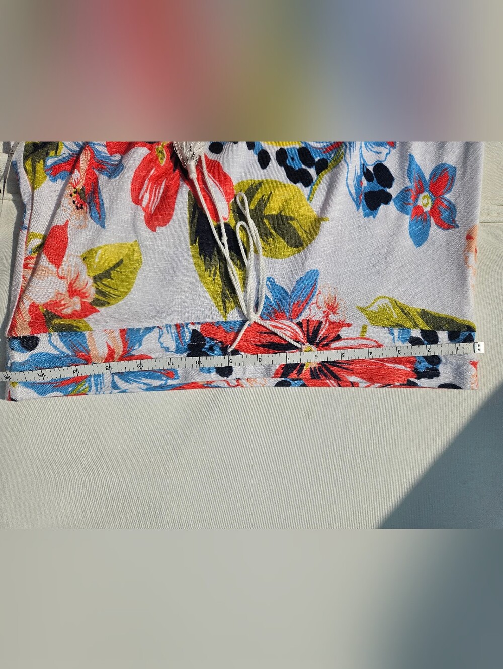 Tommy Bahama Floral Print Maxi Skirt with Drawstring Waist - White Multi 40in - Picture 7 of 8